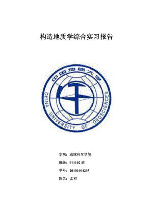 金山镇构造地质学综合实习报告(中国地质大学).doc