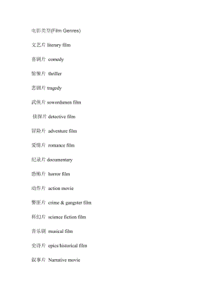 电影类型英语词汇.docx