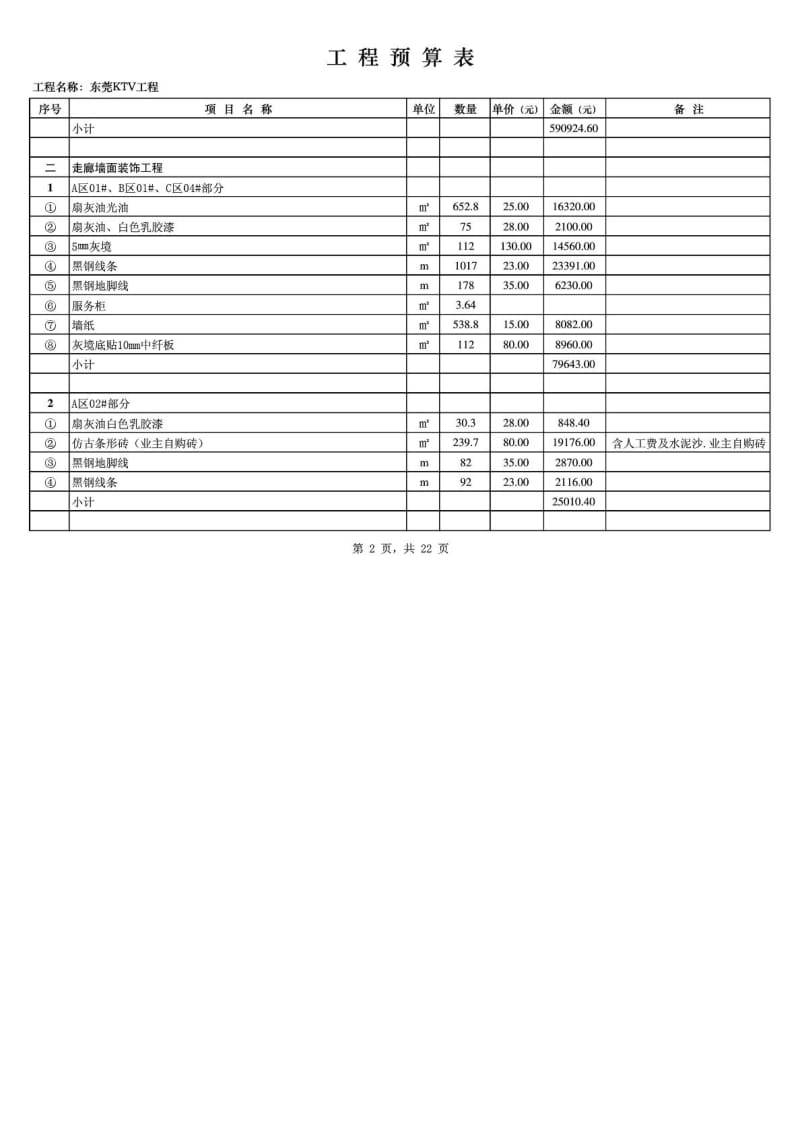 东莞KTV装修工程(预算报价单)XIE.doc_第2页