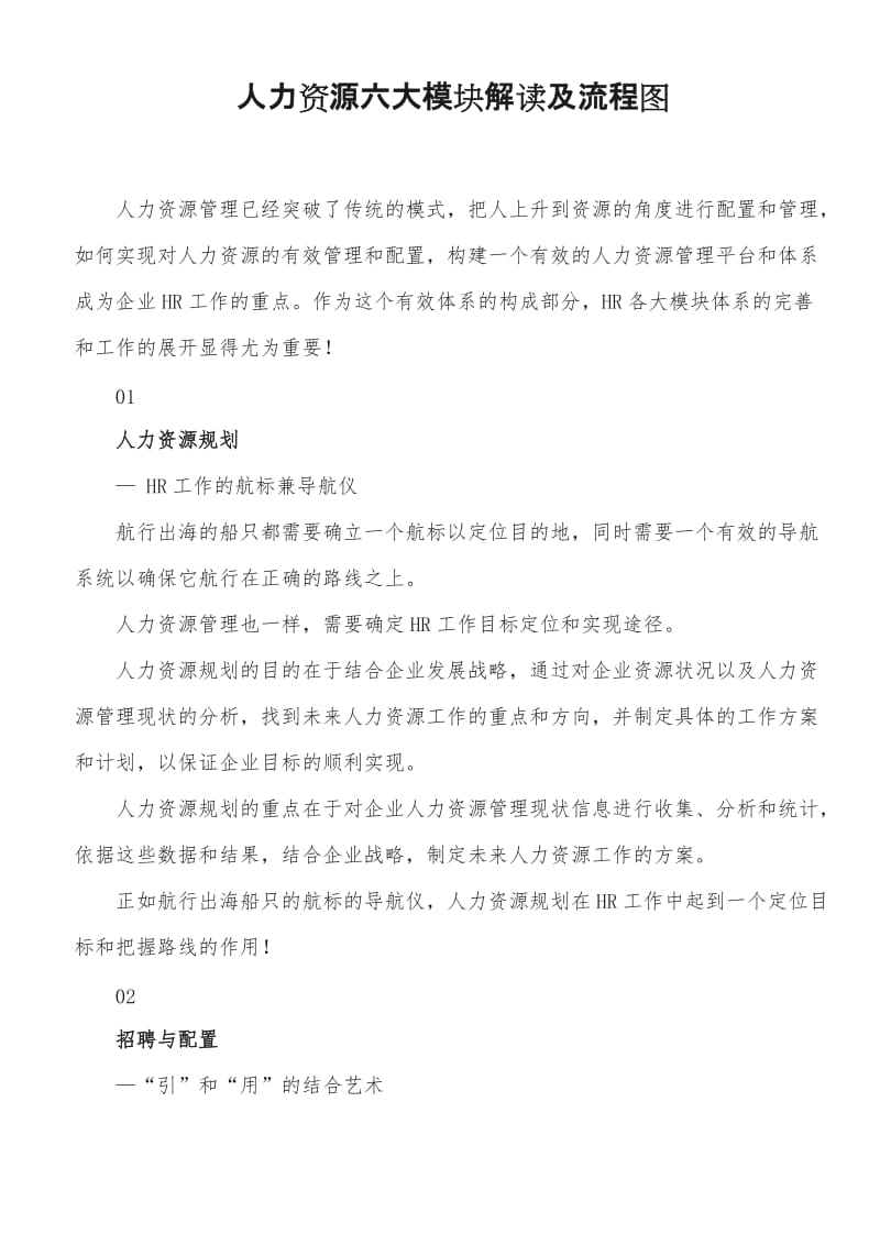 人力资源六大模块解读及流程图.docx_第1页