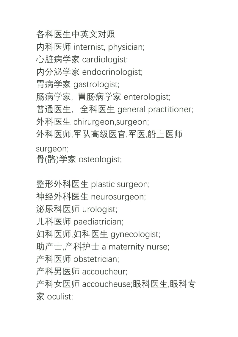 各科医生中英文对照.doc_第1页