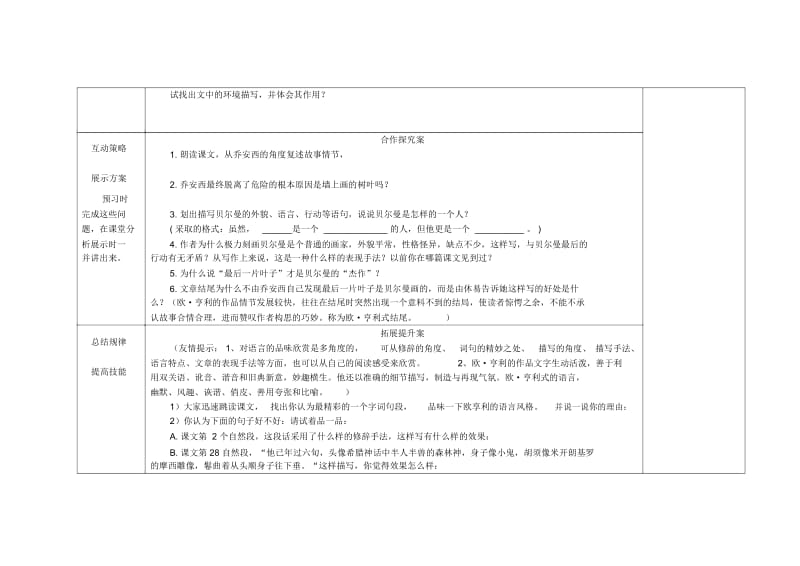 《最后一片叶子》导学案.docx_第3页