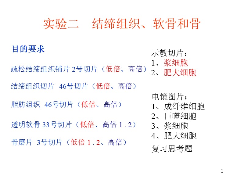 实验二结缔组织、软骨和骨参考PPT.ppt_第1页