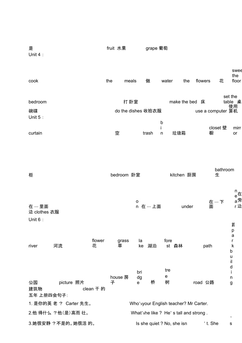 PEP小学英语五年级上册单词、重点句型、语法简单归纳.docx_第2页