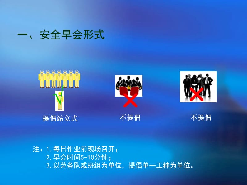 分包安全管理建设之安全早会模板.ppt_第2页