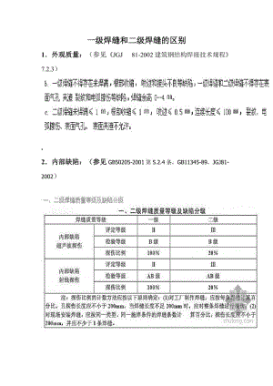 一级焊缝和二级焊缝的区别.doc