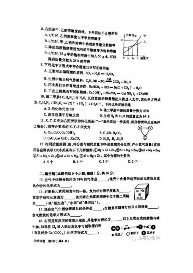 2016年中招化学试卷及答案.docx_第2页