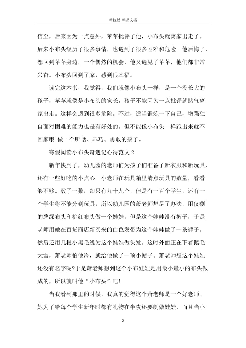 寒假阅读小布头奇遇记心得范文.docx_第2页