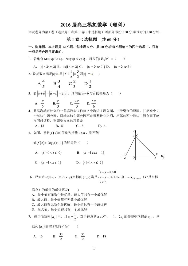 2016届高三模拟数学.doc_第1页