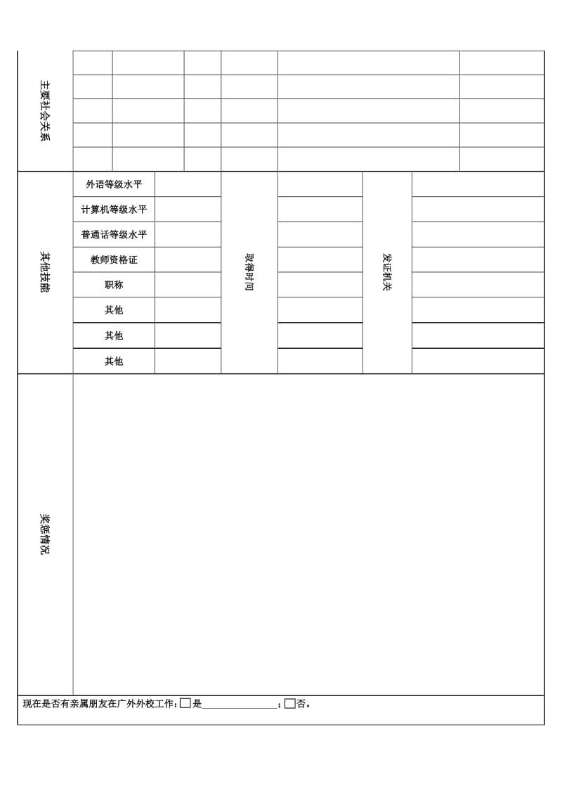 广州广外附设外语学校应聘人员登记表.DOC_第2页