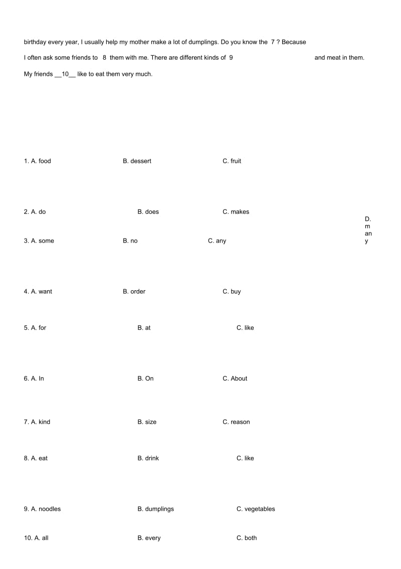 初中七年级英语下册Unit10I’dlikesomenoodles测名师精编试卷(新版)人教新目标版.docx_第3页