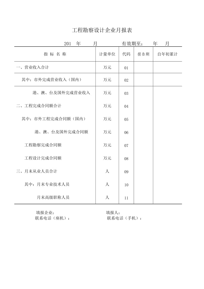 （参考）工程勘察设计企业月报表.DOC_第1页