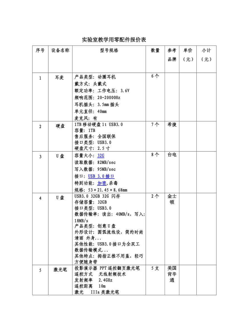 （精选文档）实验室教学用零配件报价表.doc_第1页