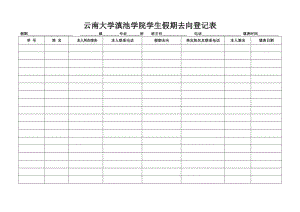 云南大学滇池学院学生假期去向登记表.doc