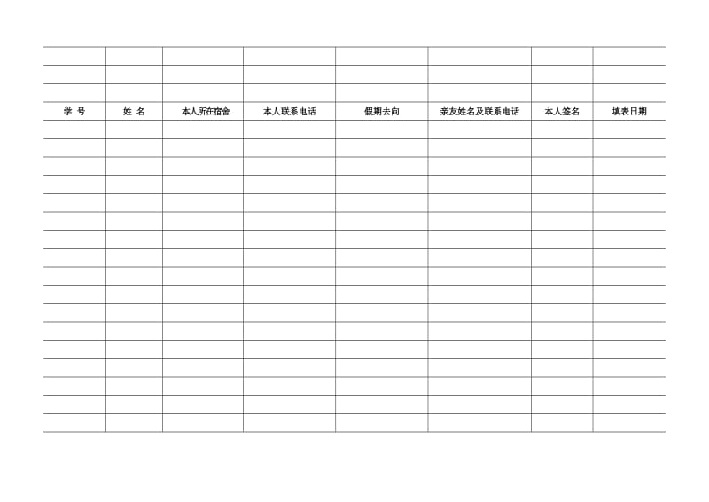 云南大学滇池学院学生假期去向登记表.doc_第2页