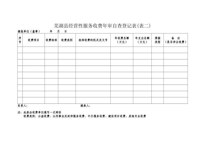 （参考）芜湖县经营性服务收费年审自查登记表表一.doc_第2页