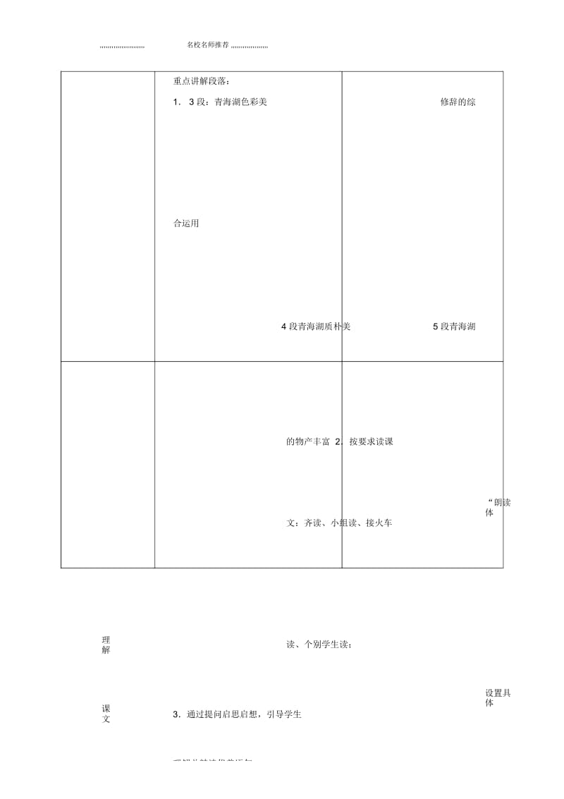 小学五年级语文下册青海湖,梦幻般的湖说课稿名师公开课优质教案鄂教版.docx_第3页