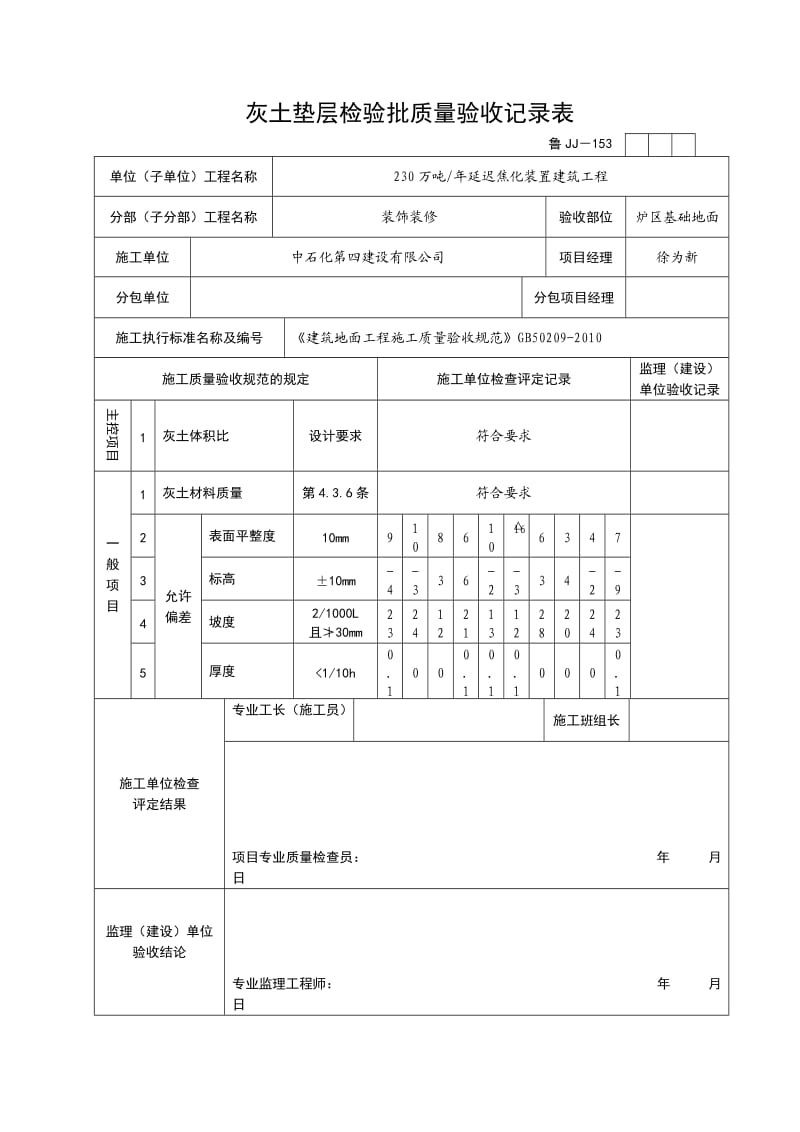 （参考）灰土垫层检验批质量验收记录表.doc_第1页