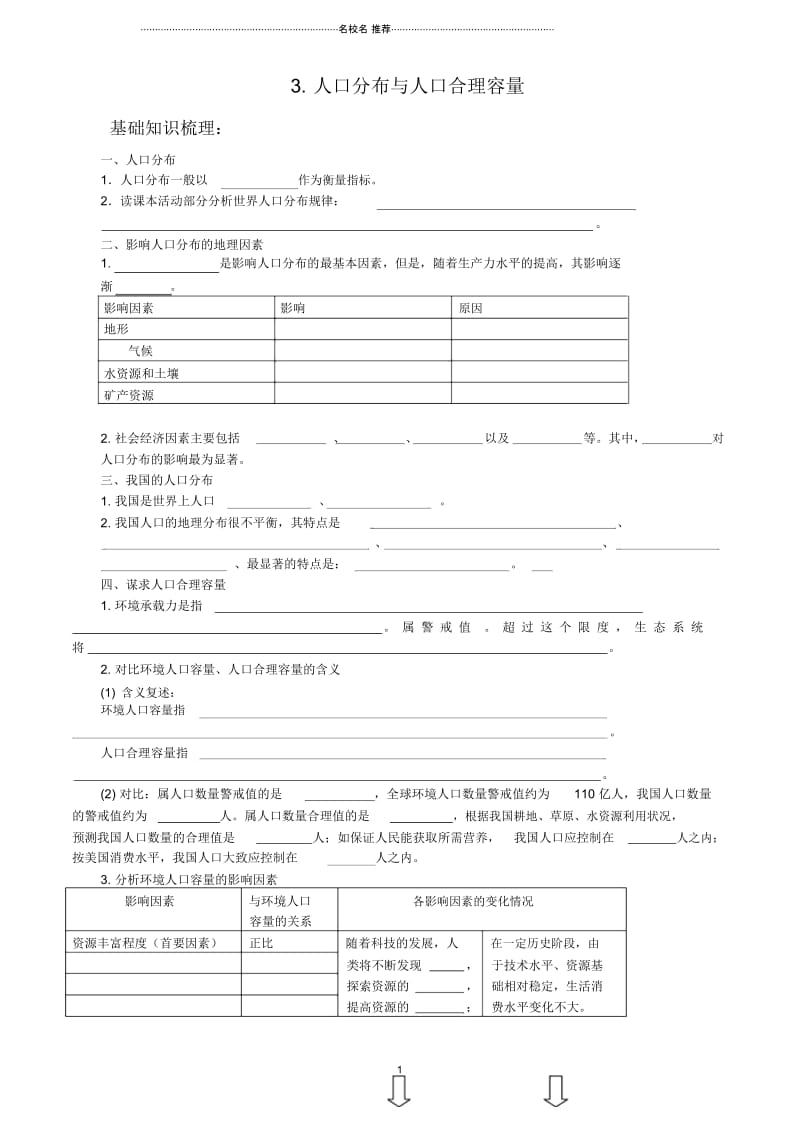 高中地理3.人口分布与人口合理容量鲁教怎么必修2.docx_第1页