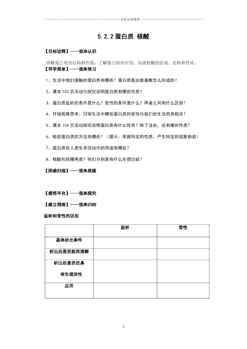 苏教版高中化学选修55.2.2蛋白质核酸Word版含答案.docx_第1页