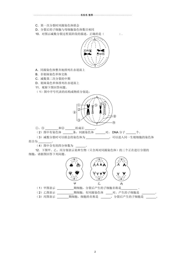 浙科版高中生物必修2第二章第一节减数分裂中的染色体行为第一课时.docx_第2页