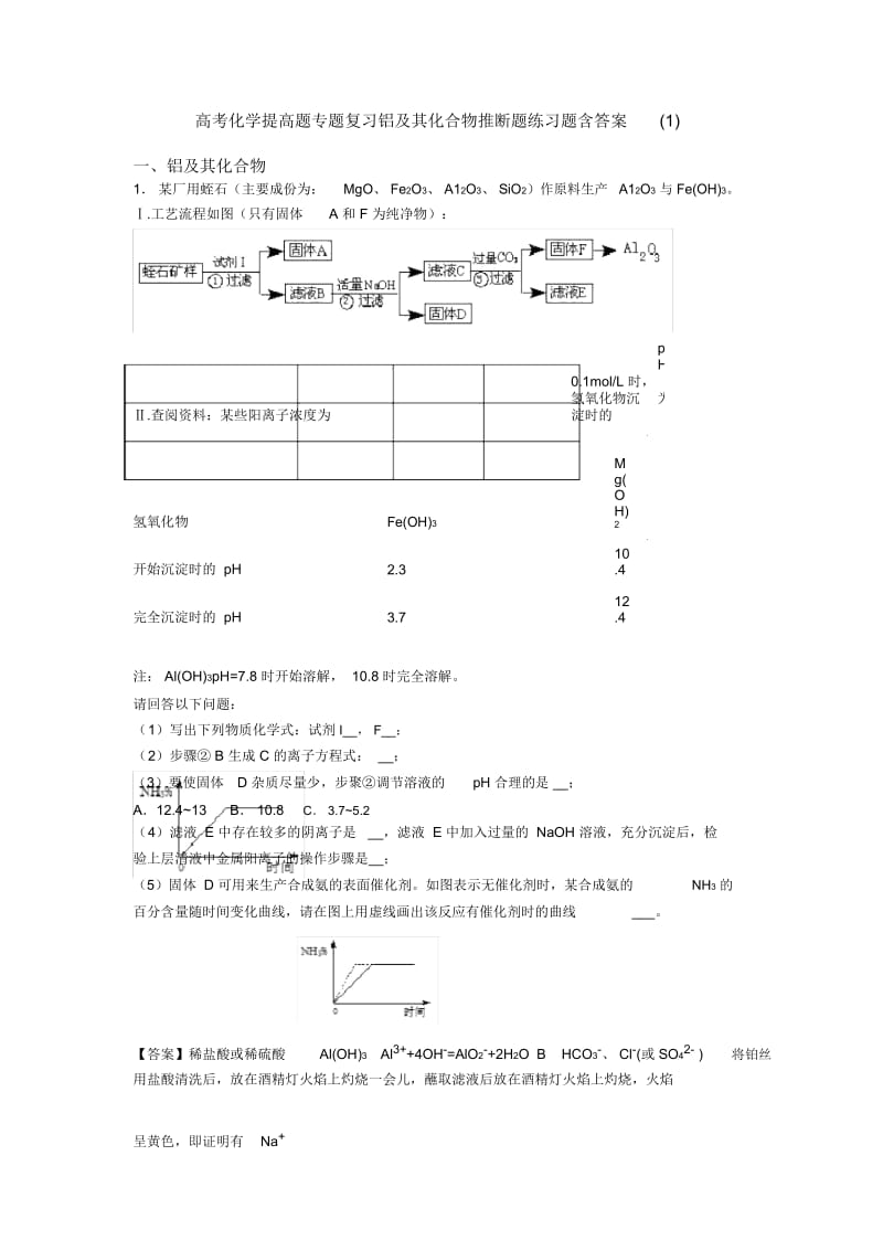 高考化学提高题专题复习铝及其化合物推断题练习题含答案一.docx_第1页