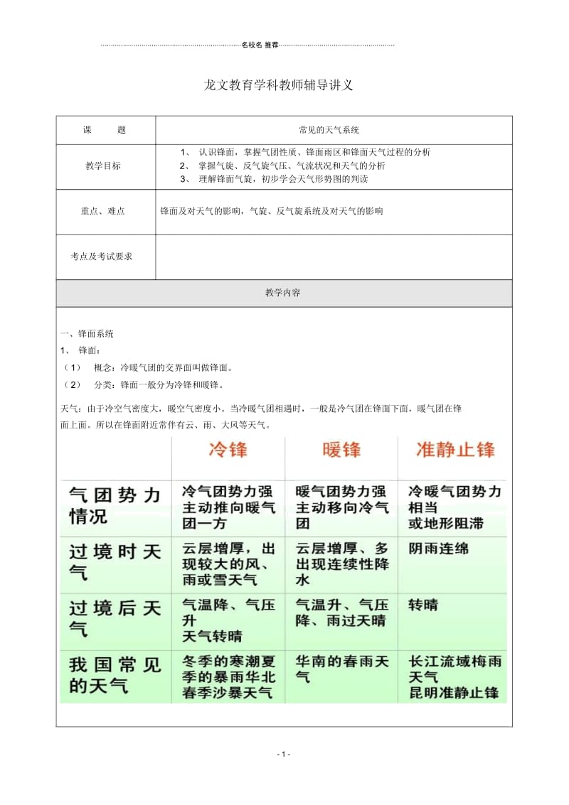 龙文教育高中地理教师辅导讲义10大气3.1.docx_第1页