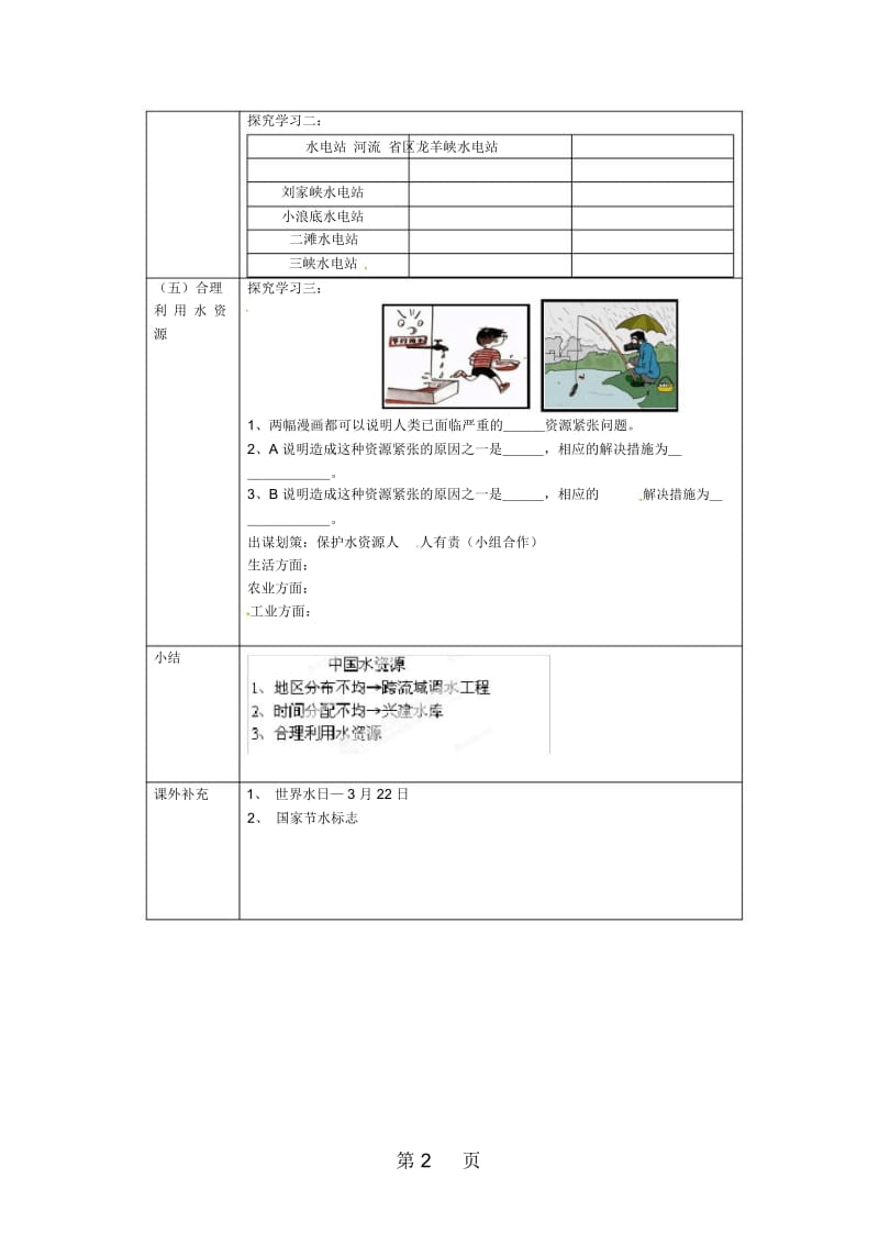 粤人教版地理八年级上册第三章第3节《水资源》教案2.docx_第2页