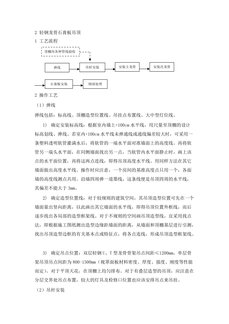 吊顶轻钢龙骨石膏板施工方案.doc_第1页