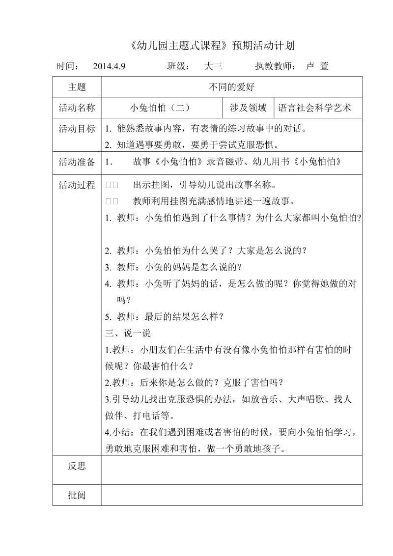 语言：小兔怕怕（二）.doc_第1页