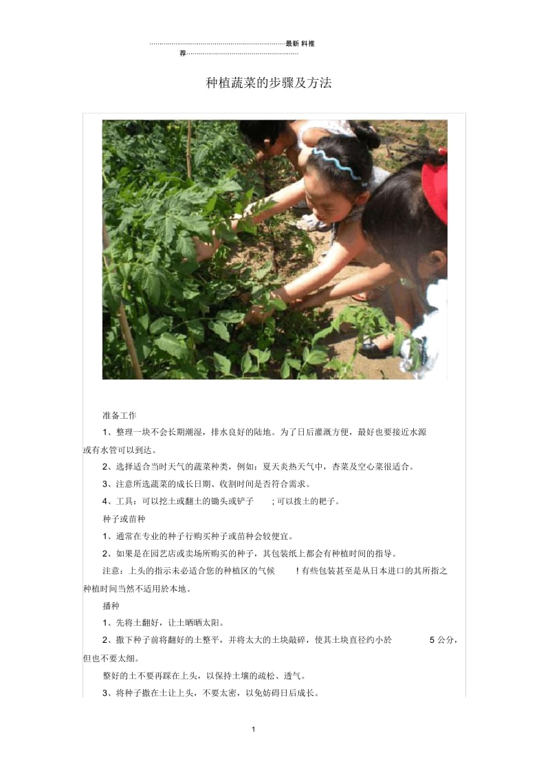 种植蔬菜的步骤及方法.docx_第1页