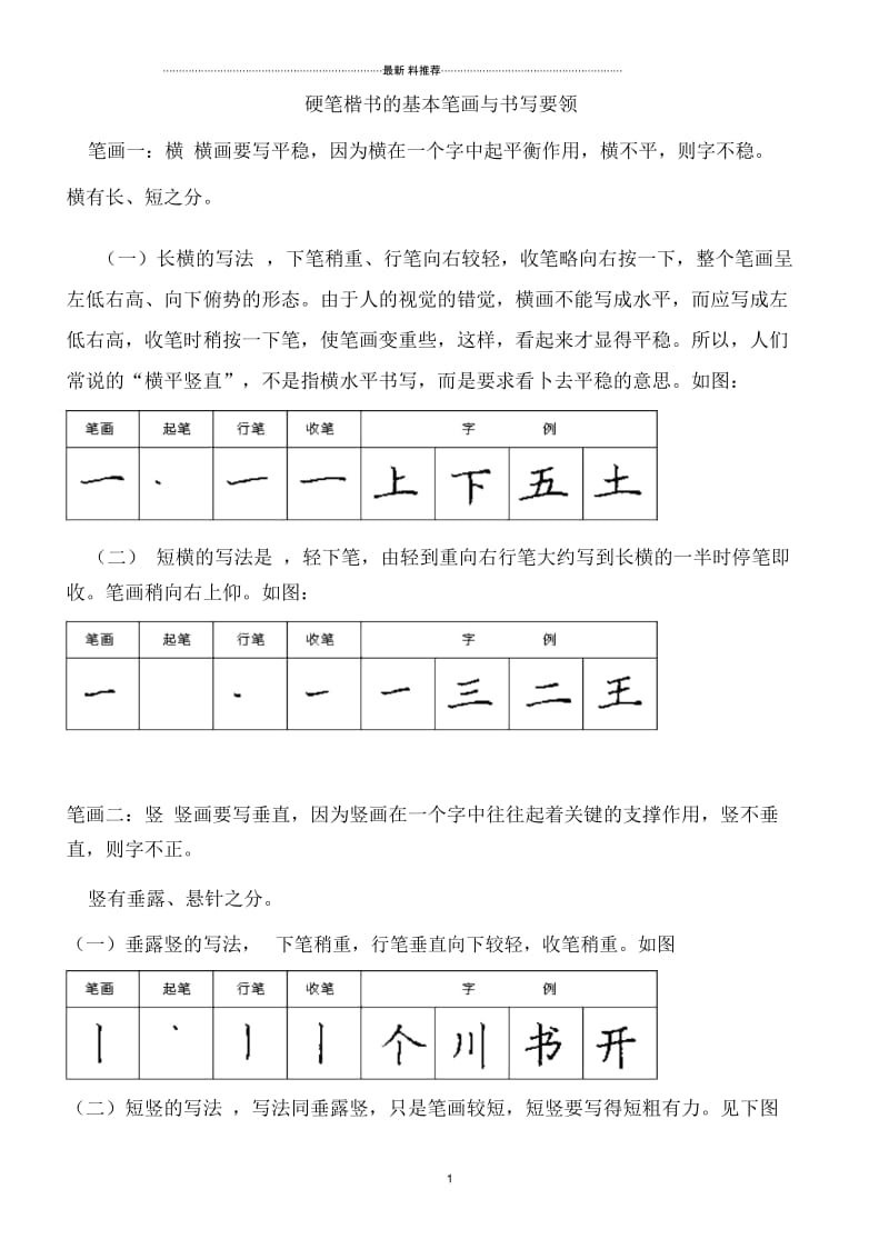 硬笔楷书的基本笔画与书写要领.docx_第1页