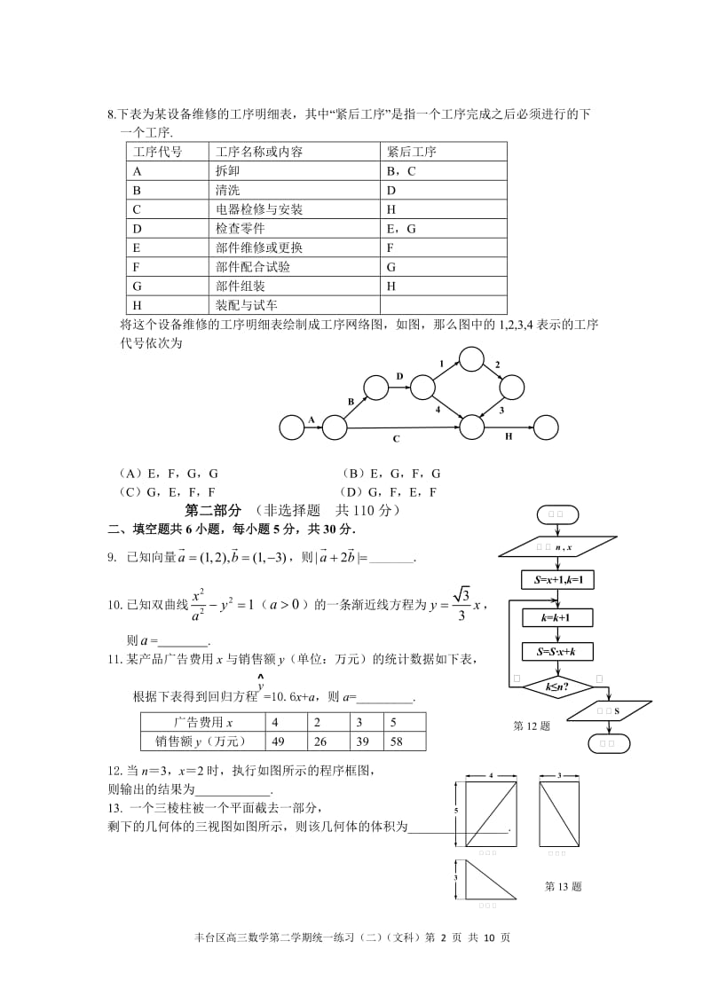 丰台区2015年高三年级第二学期统一练习（二）文科数学.doc_第2页