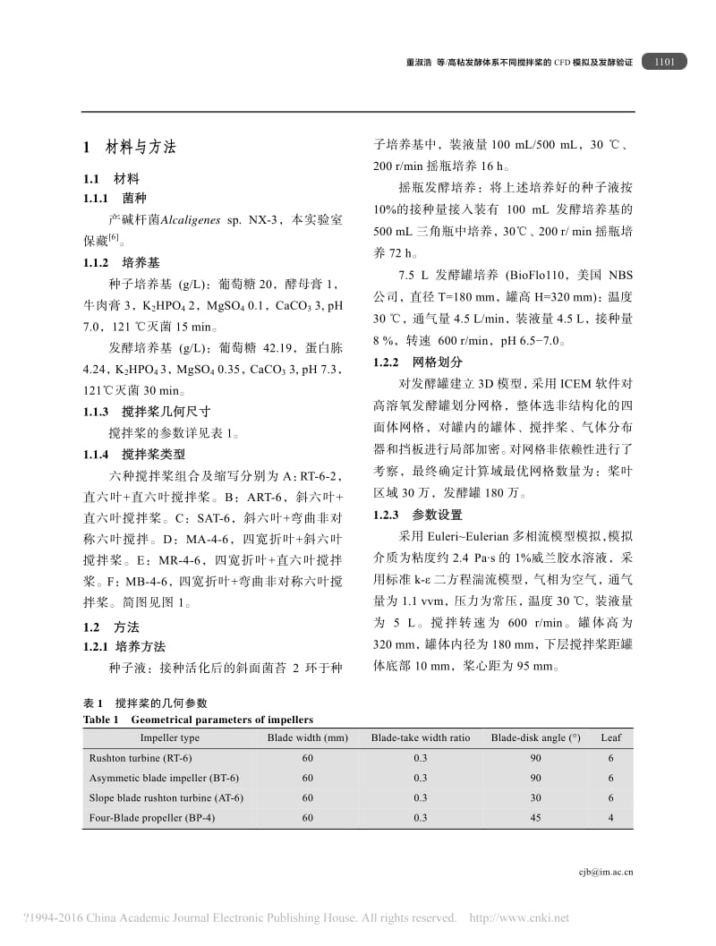 高粘发酵体系不同搅拌桨的CFD模拟及发酵验证.pdf_第3页