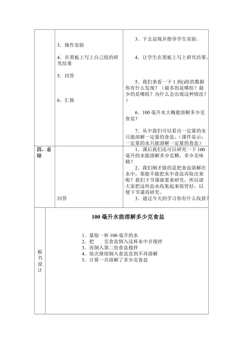 《100毫升水能溶解多少克食盐》教学设计.doc_第3页