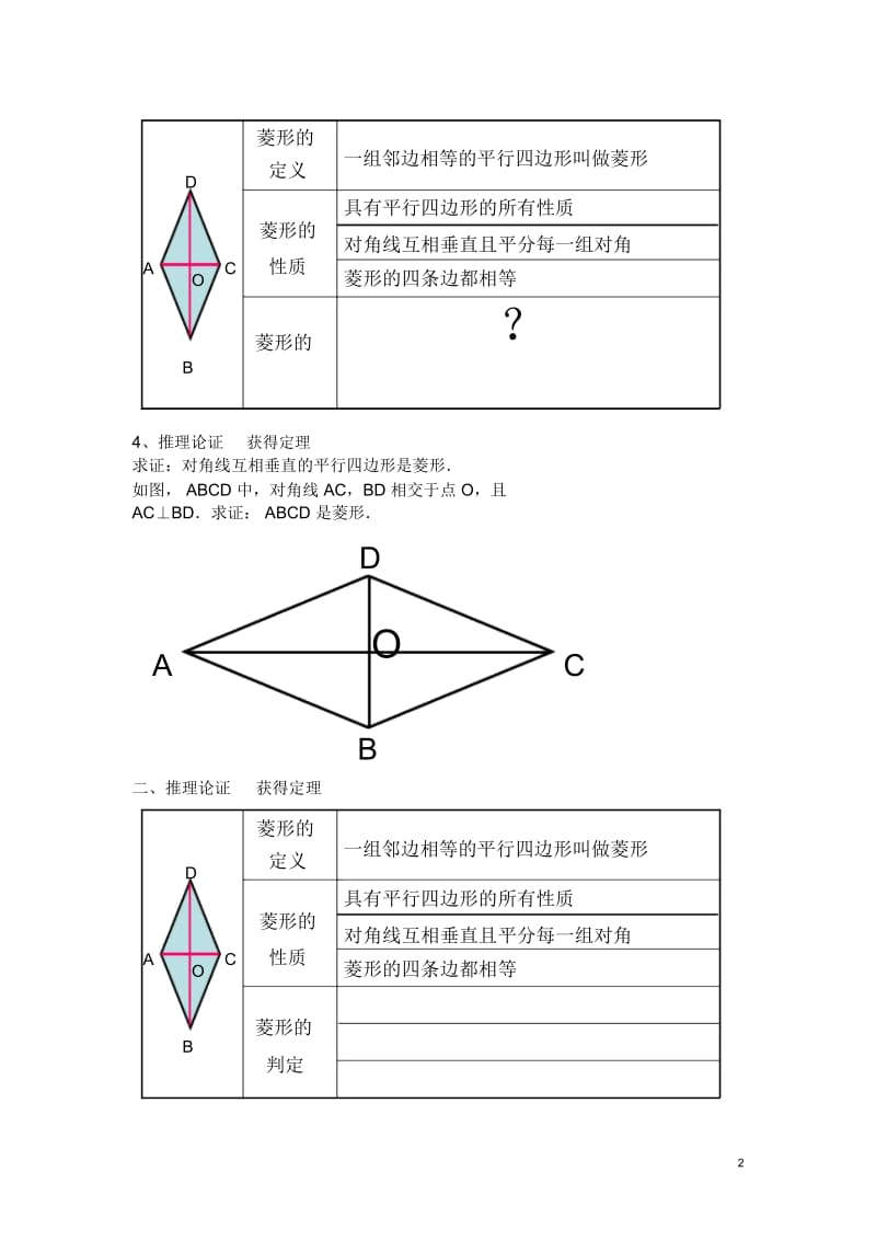 人教版八年级下册18.2.2 菱形教学设计（第2 课时）.docx_第2页