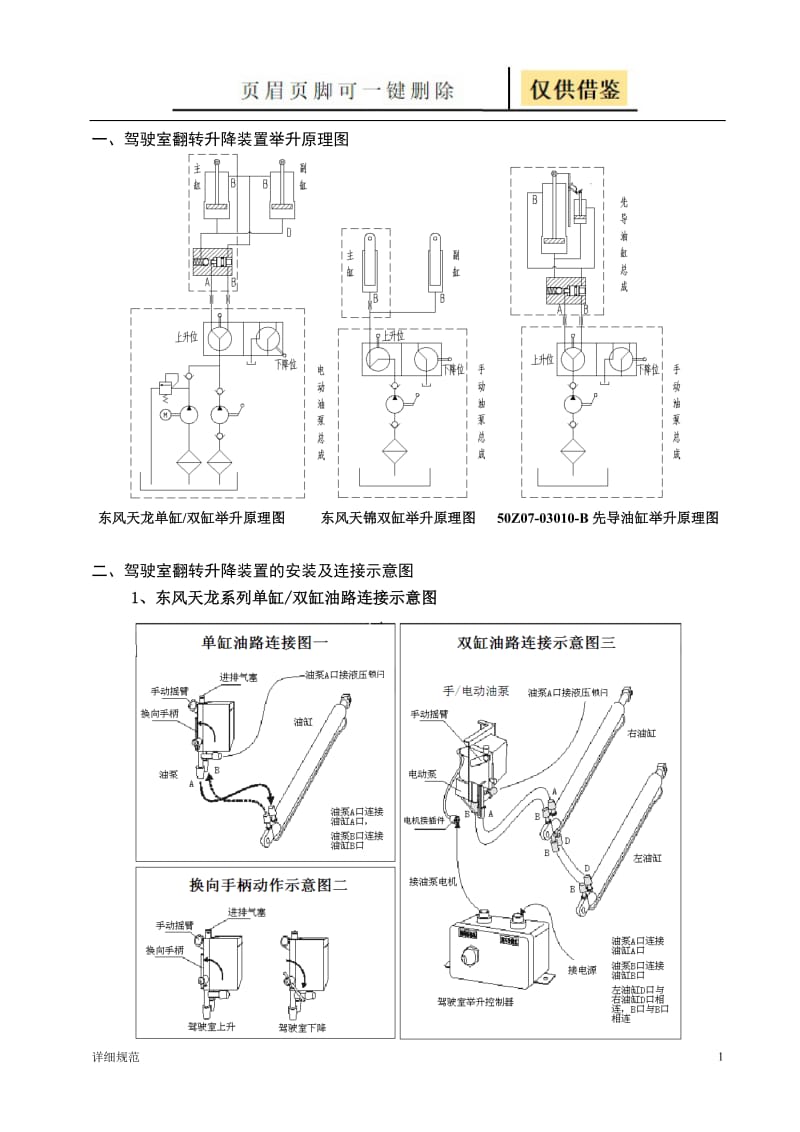 驾驶室翻转升降装置使用说明书[详实材料].doc_第1页