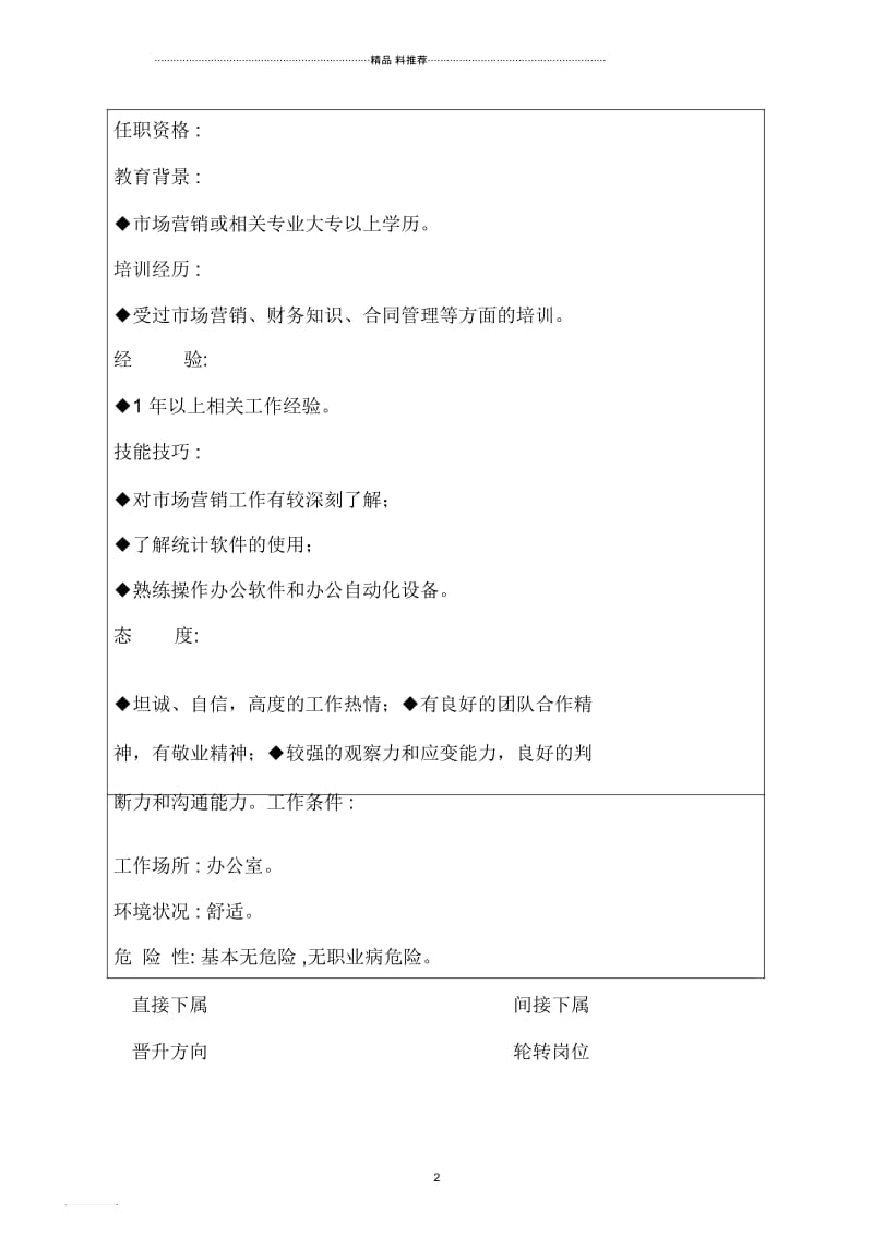 生产制造型企业销售助理职位说明书.docx_第2页