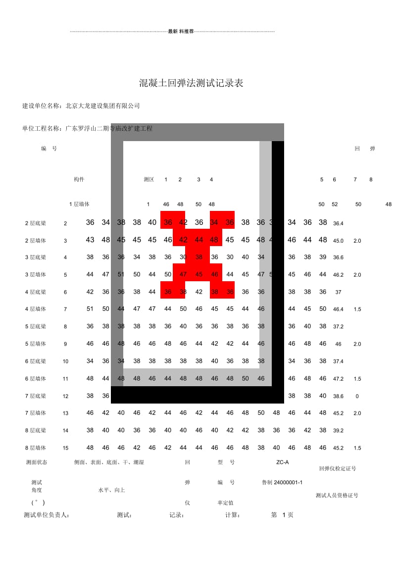 混凝土回弹记录表.docx_第1页