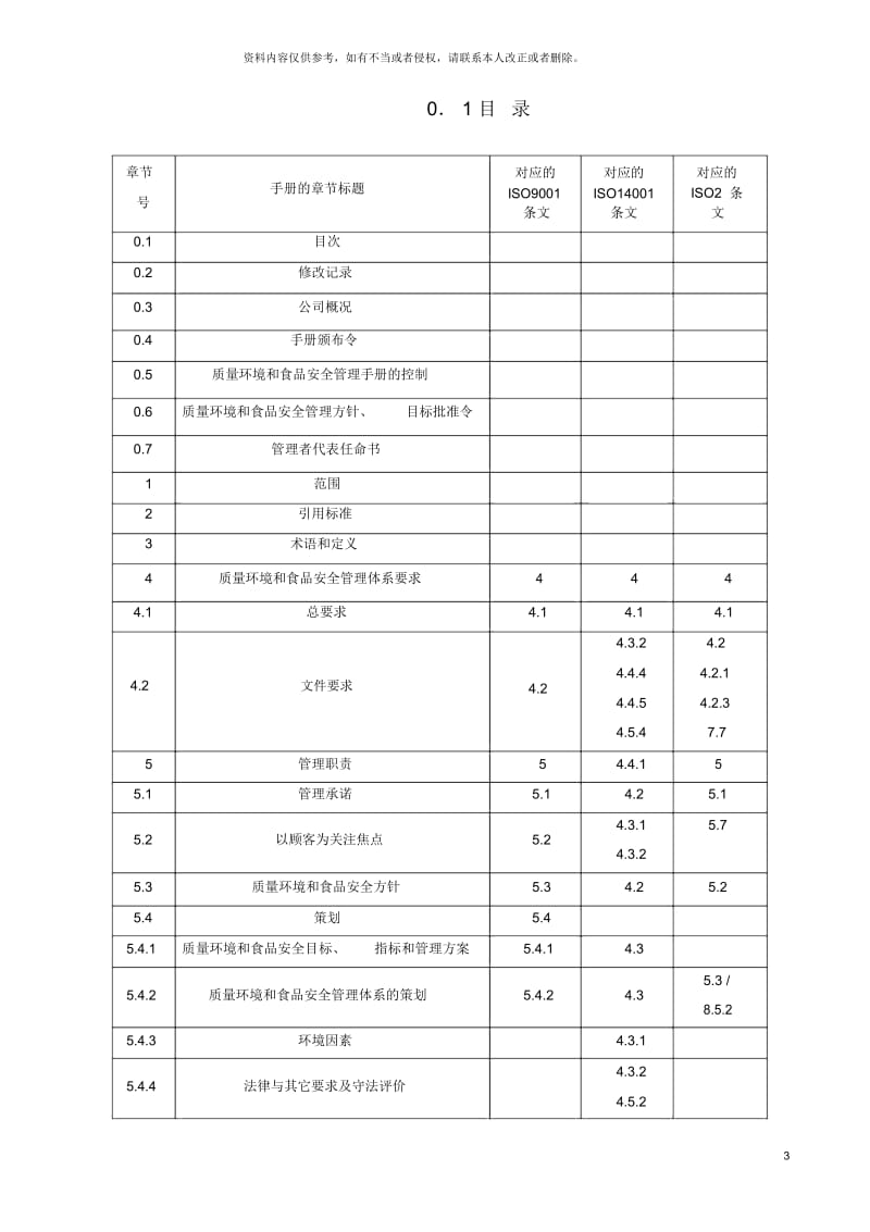 食品企业质量环境和食品安全管理手册范本.docx_第3页