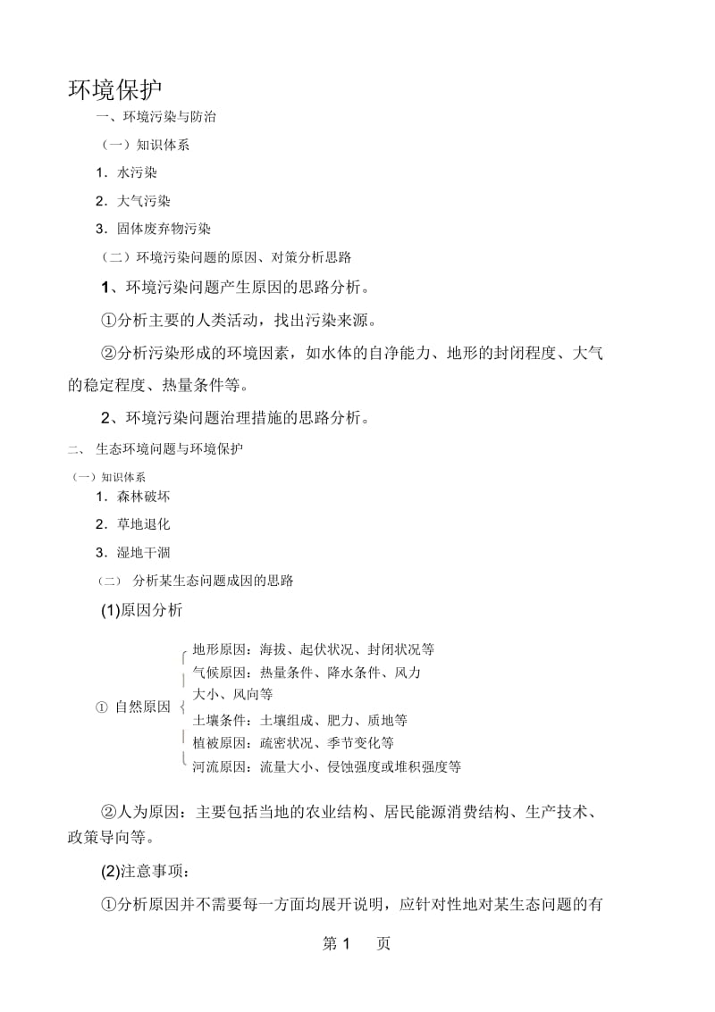 选修六环境问题及其保护归纳.docx_第1页