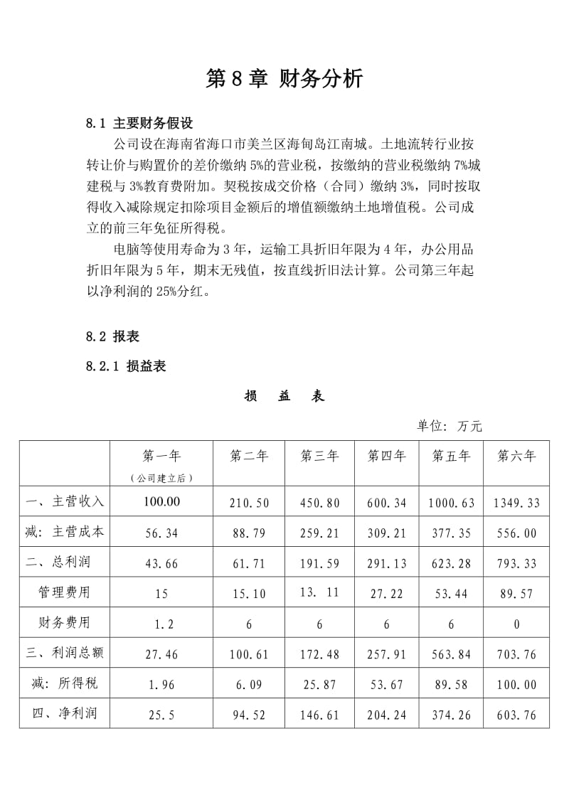 挑战杯创业计划书《财务分析》部分 完美版.doc_第1页