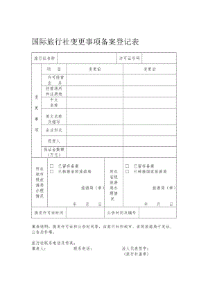 国际旅行社变更事项备案登记表.doc