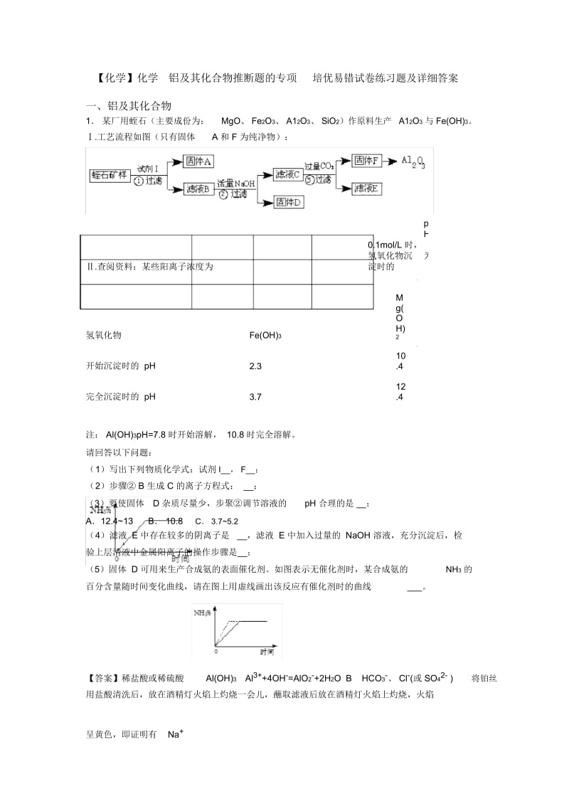 化学铝及其化合物推断题的专项培优易错试卷练习题及详细答案.docx_第1页