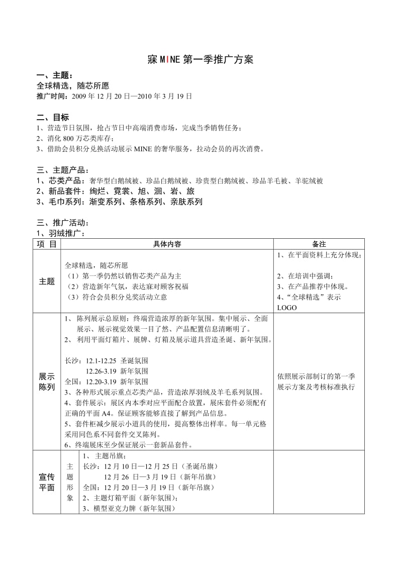 家居品牌寐MINE2010第一季推广方案.doc_第1页