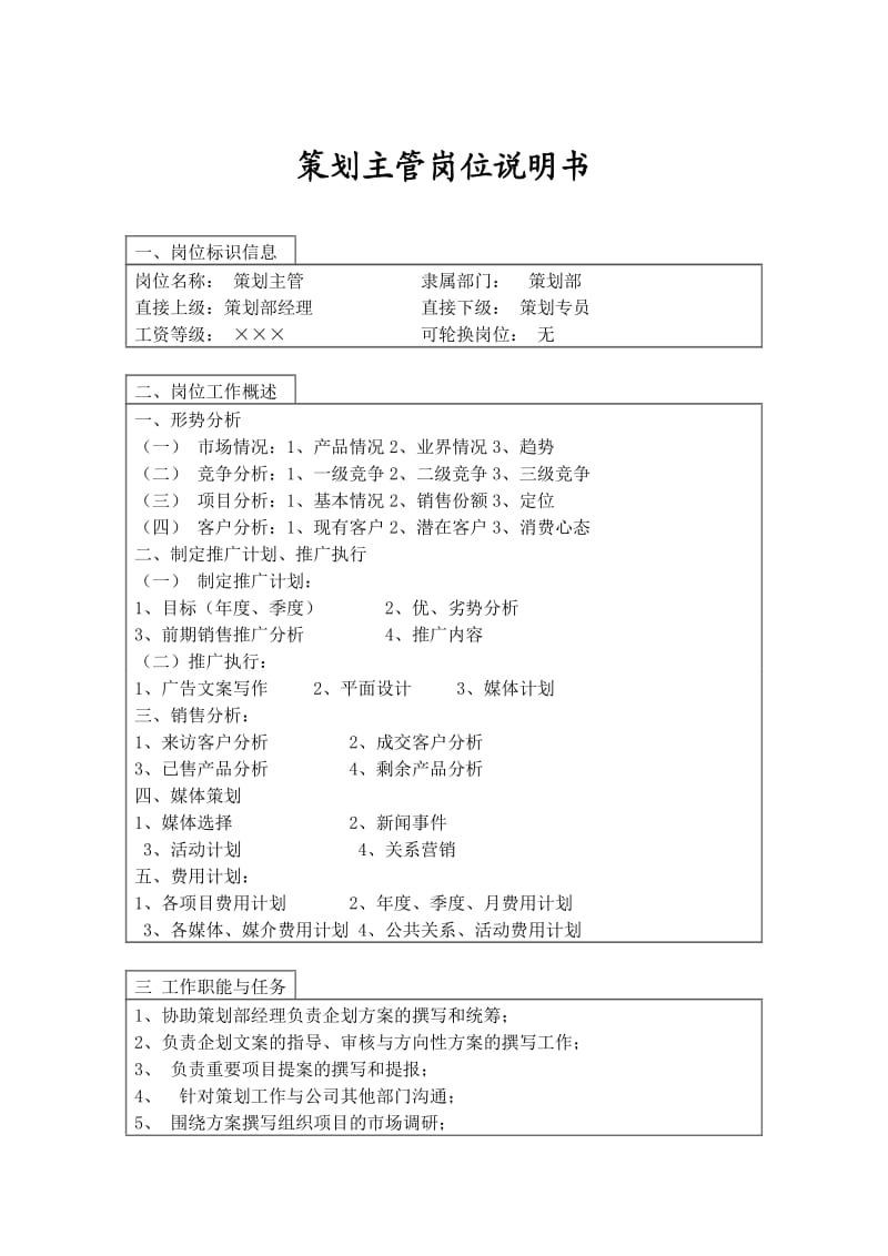 商场、百货店、购物中心策划部策划主管岗位职责.doc_第1页