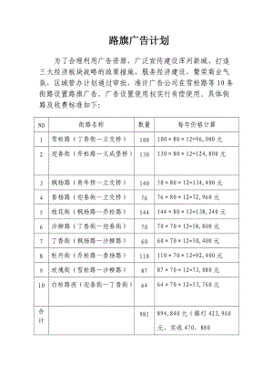 路旗广告计划.doc