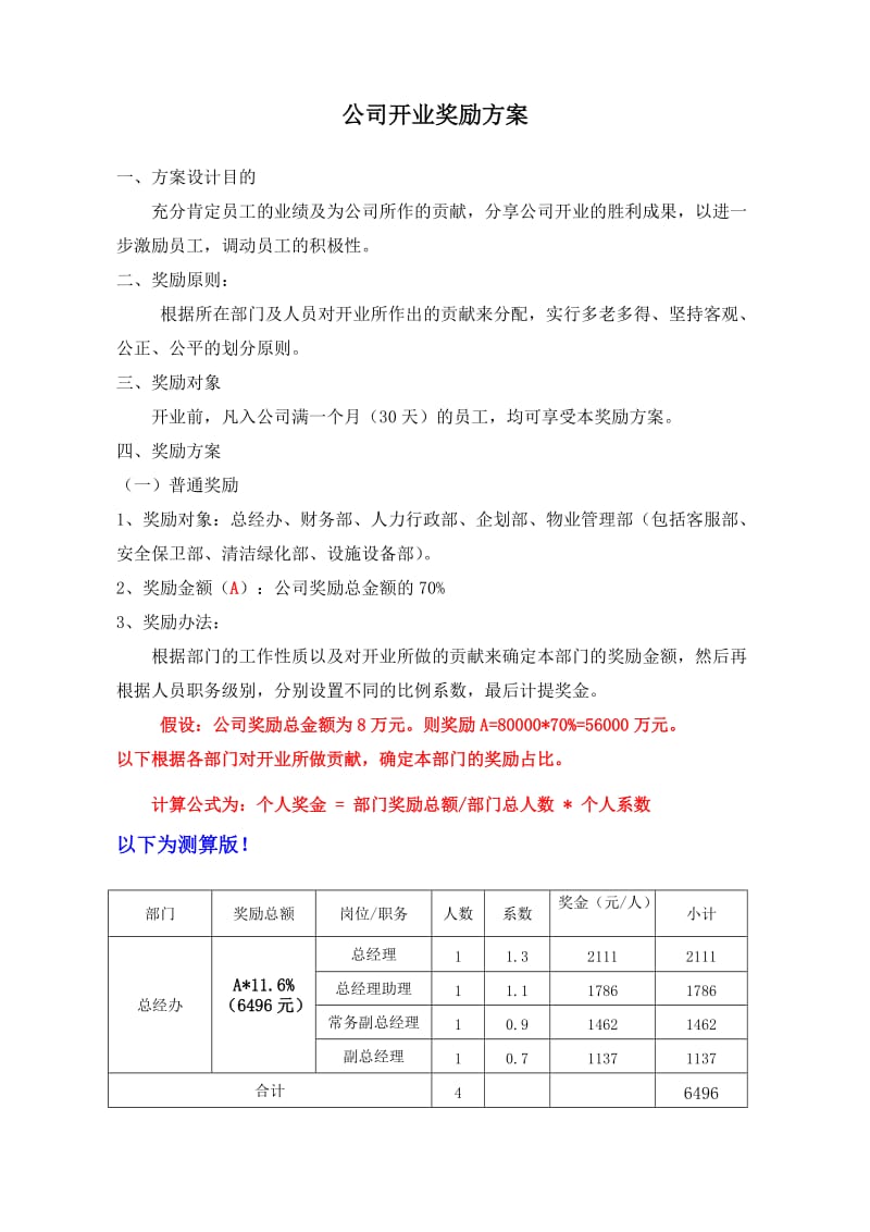 公司开业奖励方案.doc_第1页