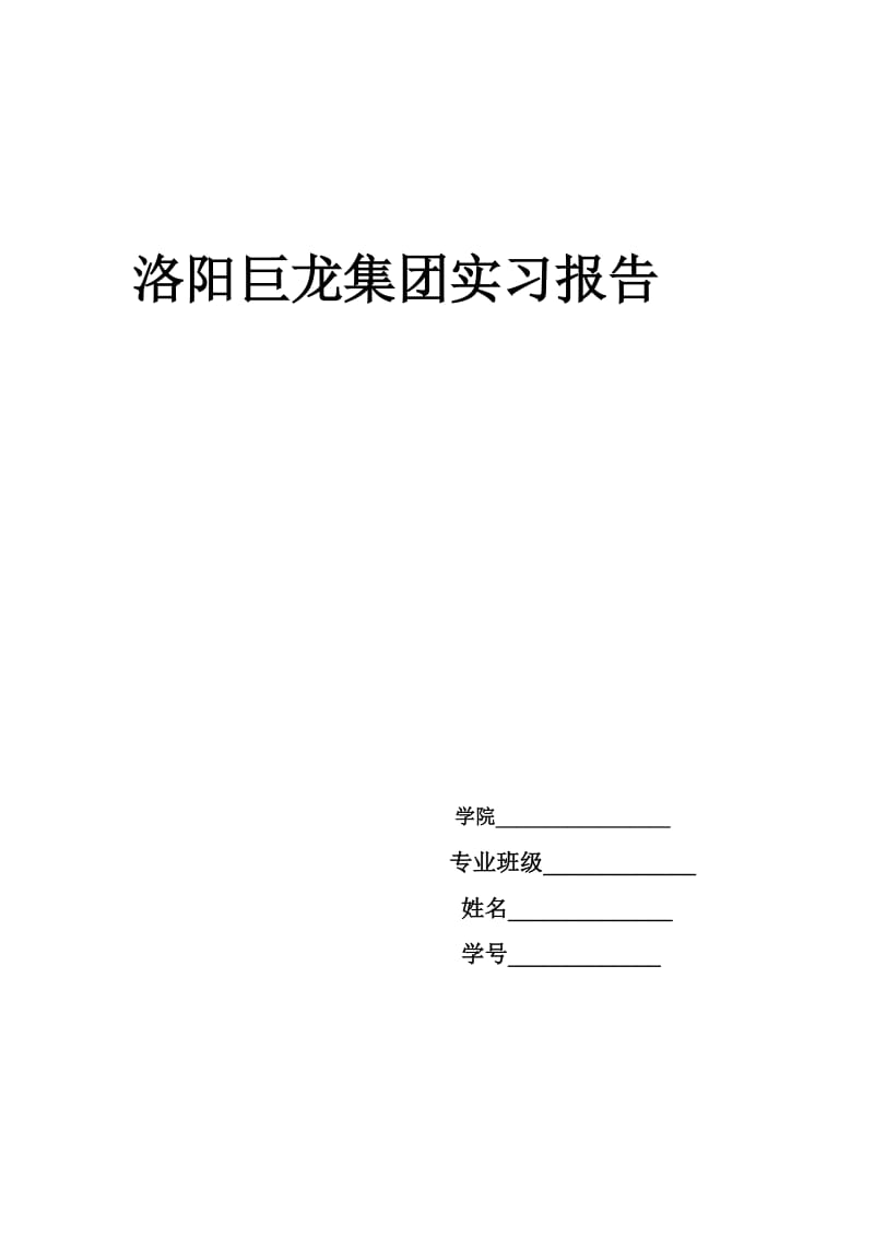 洛阳巨龙集团实习报告.doc_第1页