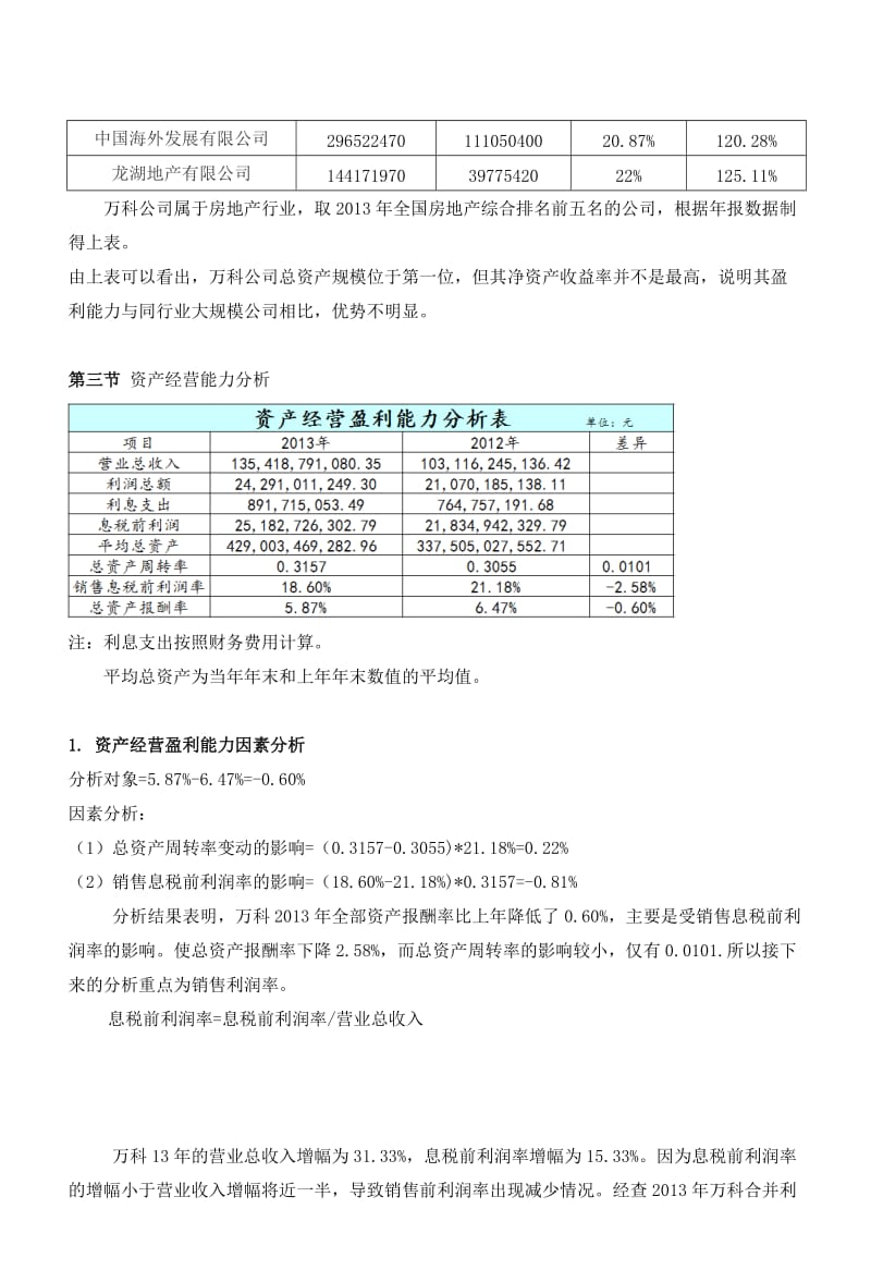 2013年万科集团盈利能力分析.doc_第3页